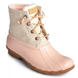 NEW Sperry Women's Saltwater Duck Booties - Rose Oat